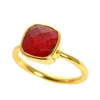Wonderful Design AAA Quality Square Cushion Ruby 925 Sterling Silver Gold Plated Ring