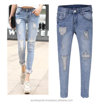 ladies distressed jeans