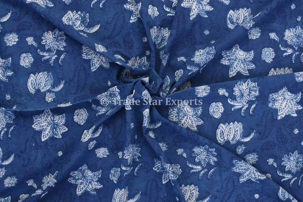 Indian Block Print Fabric By The Yard Sanganeri Cotton Voile Dress Making Fabric
