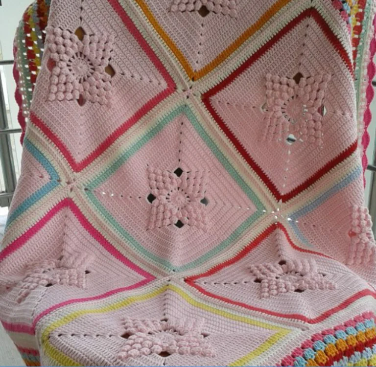 
Crochet Handmade Baby Blanket with matching Cap and Socks 
