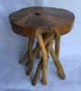 Hotest Sale Teak Root Furniture Round Stool with Root Stand 45x35cm