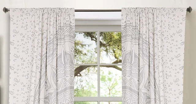 White Indian Mandala Curtains Tapestry Drapes Window Treatment