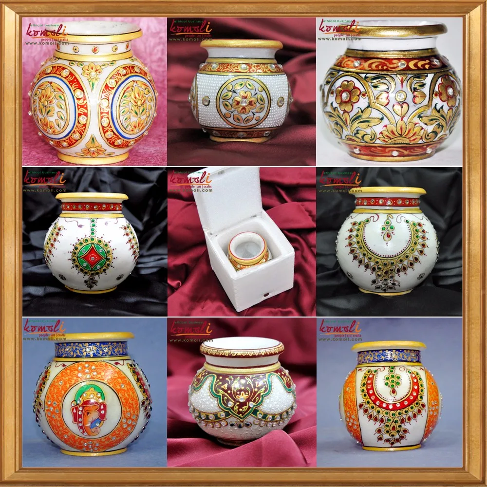 5 Inch Decorative Lota Pooja Kalash Decorated Indian ...