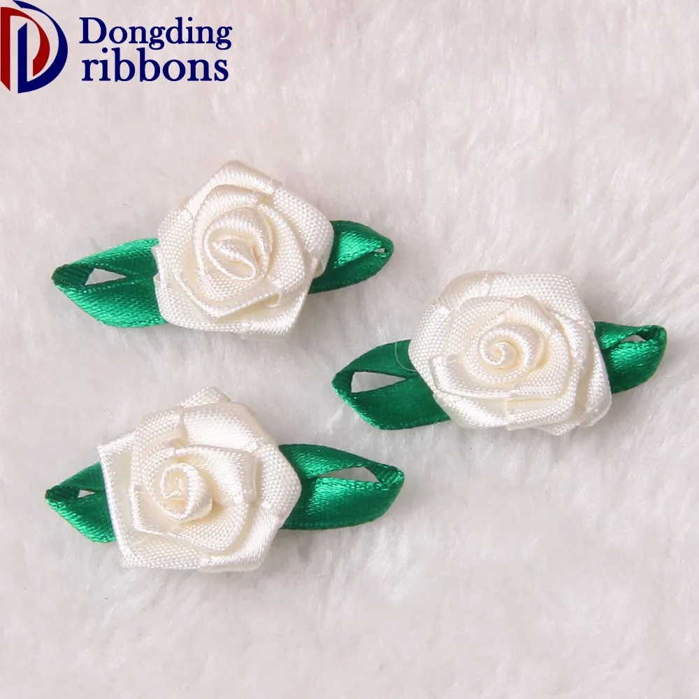 Wholesale Custom Various Color Rose Trim Handmade Satin Ribbon Flower