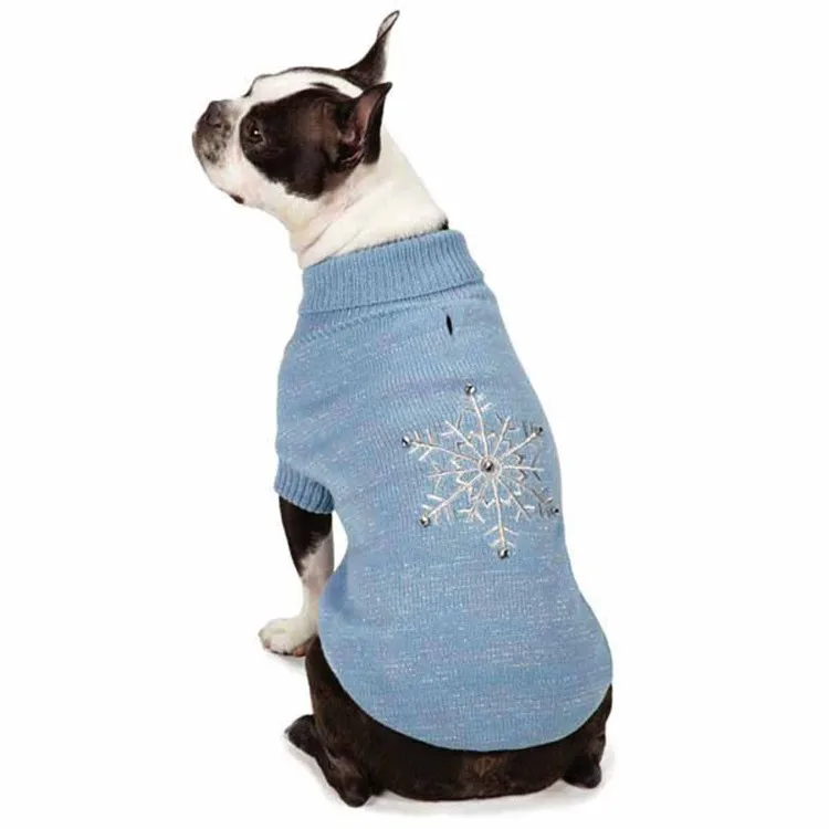 Custom Factory  Hot husky golden retriever chihuahua knitting dog clothes with snowflake