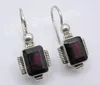 New !! 925 Sterling Silver Dazzling RED GARNET BIRTHDAY PRESENT Earrings 2.7 CM