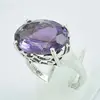 Prong setting 925 Sterling Silver jewelry Amethyst Clear Cut Gemstone Ring wholesale online manufacture jewelry