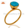 Turquoise Matrix Gemstone Bezel Setting Ring Jewelry Supplier Yellow Gold Rings Wholesaler