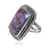 Beautiful Baguette Purple Copper Turquoise Bezel Setting 925 Sterling Silver Ring,Wholesale Fashion Indian Gemstone Jewelry
