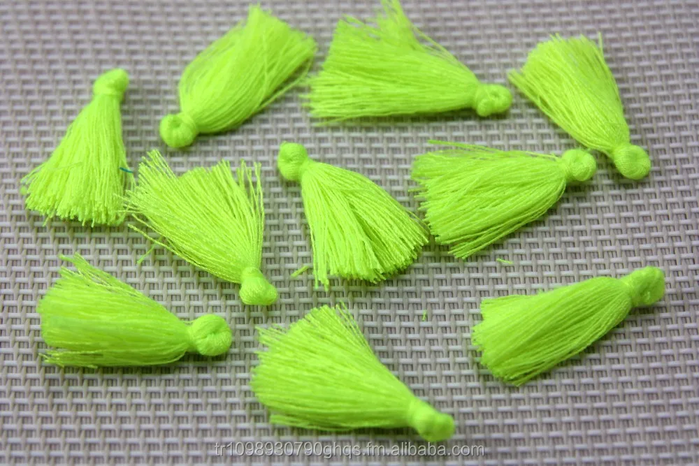 Mini Tassels, 2,5cm Cotton Tassels, Small Tassels, Neon Yellow Tassel, Handmade Mini Tassels, Mini Cotton Tassels,