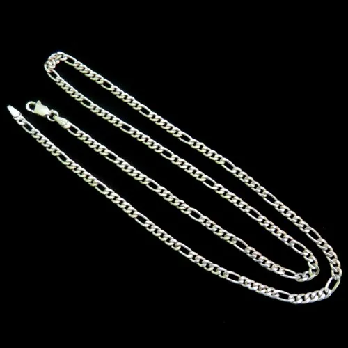 stylish figaro shape plain silver 925 sterling silver chain