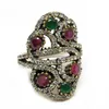 Shocking Beauty !! Red Onyx_Green Onyx_White CZ 925 Sterling Silver Ring, Turkish Silver Jewelry, Antique Silver Jewelry