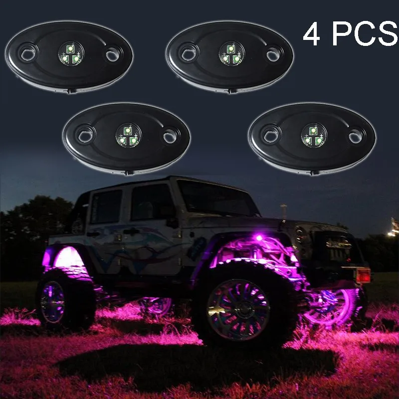 car decoration accessories color changing rock light 9w C-ree crawling under body frame fender 4x4 offroad led rock light(pink)
