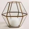 Brass and glass mixed Candle pillar holder for decoration