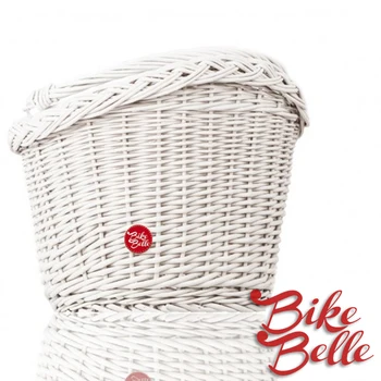 white wicker bike basket