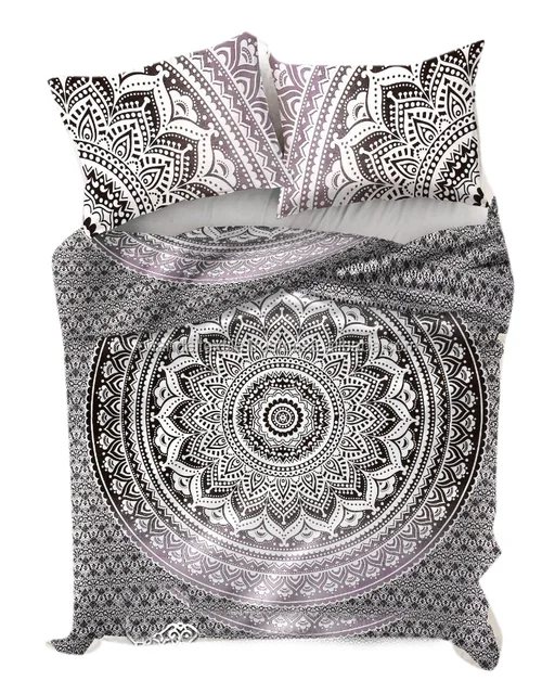 Black Ombre Reversible Mandala Duvet Cover Set Doona Cover