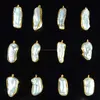 Gold Plated Biwa Pearl Bezel Setting Gemstone Pendant