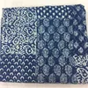 Indian blue color indigo patchwork kantha throw twin size