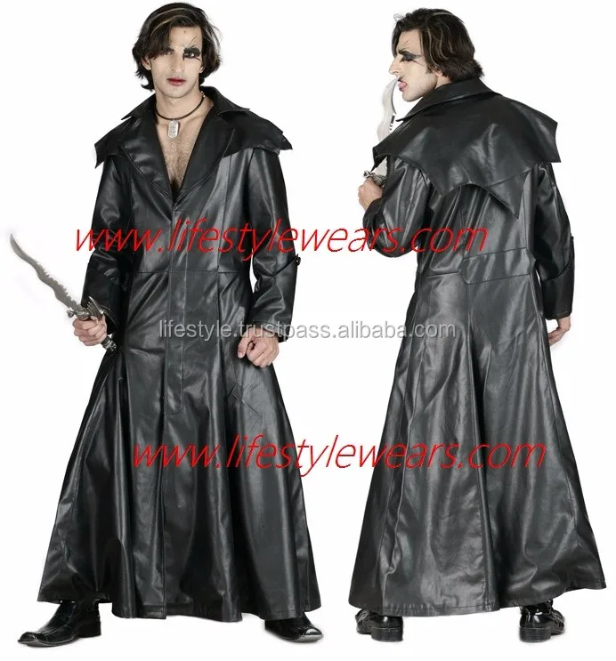 Gothic Men Long Winter Coats Ladies Long Black Leather Coats ...