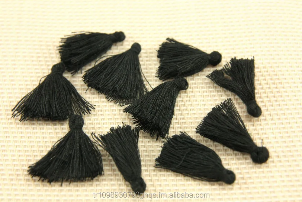 Mini Tassels, 2,5cm Cotton Tassels, Tiny Short Cotton Tassels, Black Cotton Tassel, Handmade Mini Tassels, Mini Cotton Tassle