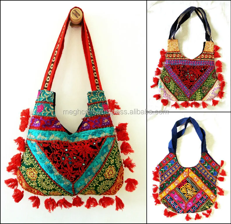 Gujarati Handmade Patchwork Shoulder Bag Vintage Handbag Gujarati Handmade Patchwork Shoulder Bag Vintage Handbag Whole Banjara Style Kutch Embroidery Hippie
