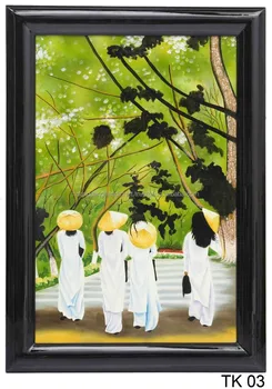 Ao Dai With Vietnamese Girl Lacquer Handmade Painting Wall Art Lacquer Painting Buy Woman Painting Woman Lacquer Painting Special Painting Product On Alibaba Com