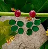 Natural Green Onyx & Ruby gemstone 925 sterling silver designer handmade bezel set stud earring
