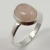 Fashion Jewelry ! 925 Solid Sterling Sliver Natural ROSE QUARTZ Oval Cabochon Gemstone Delicate Ring Every Sizes Best Gift Offer