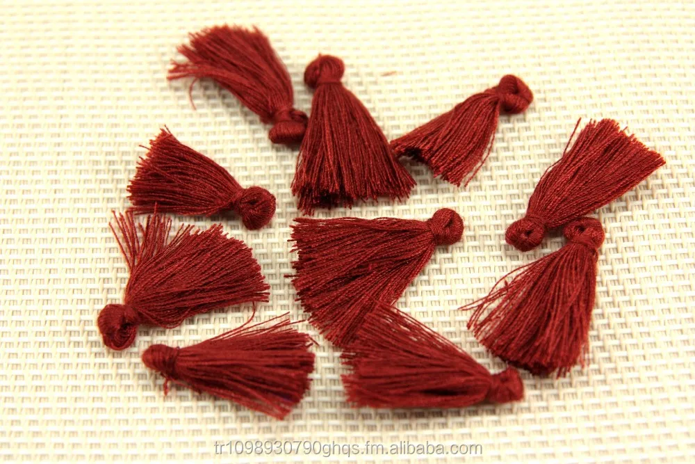 Mini Tassels, 2,5cm Cotton Tassels, Tiny Short Cotton Tassels, Crimson Cotton Tassel, Handmade Mini Tassels, Mini Cotton Tassle