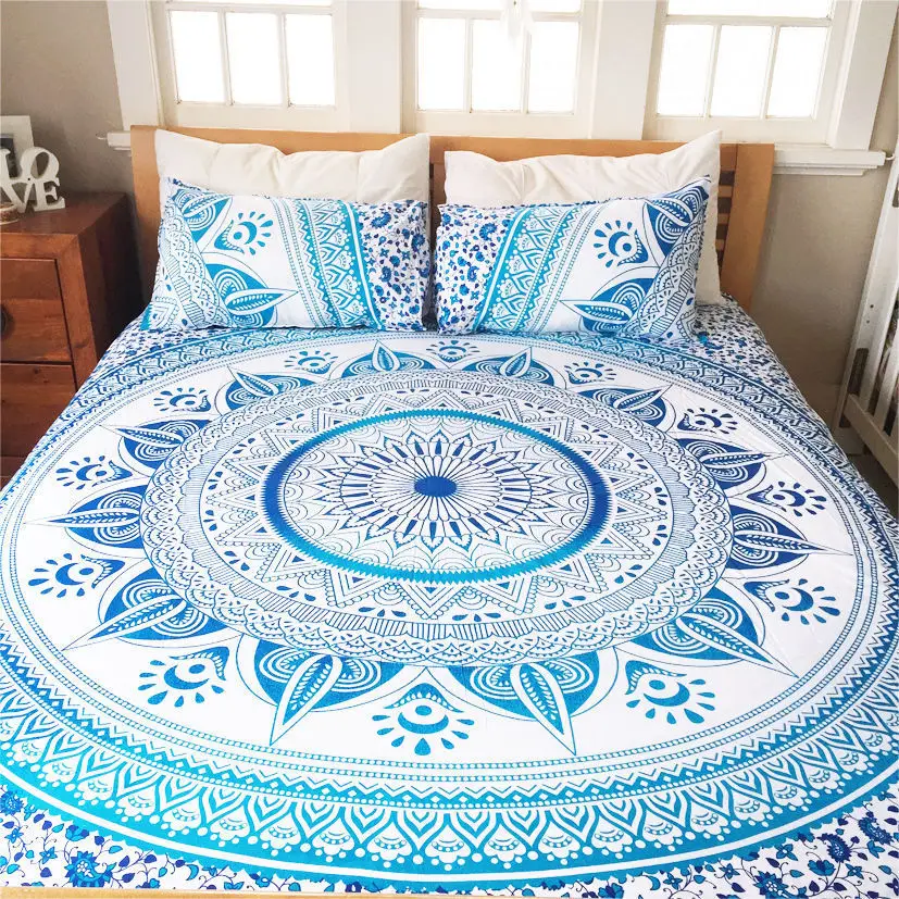Indian Mandala Bed Cover Bedspread Golden Hippie Bohemian Bedding
