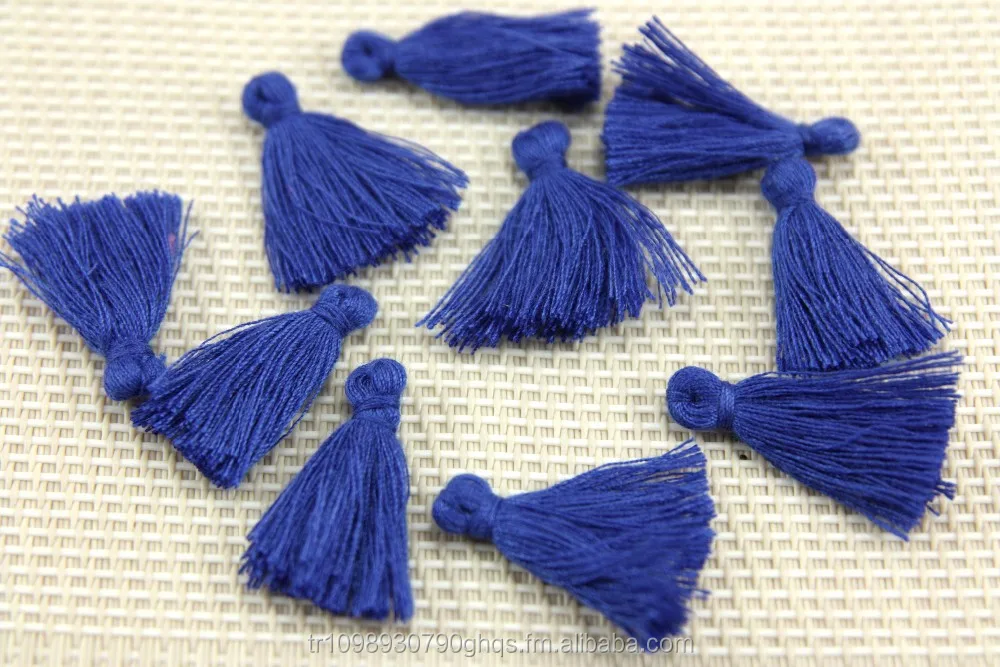 Mini Tassels, 2,5cm Cotton Tassels, Small Tassels, Saks Blue Cotton Tassel, Handmade Mini Tassels, Mini Cotton Tassels,