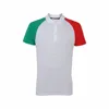 White polo shirt with red & green sleeve