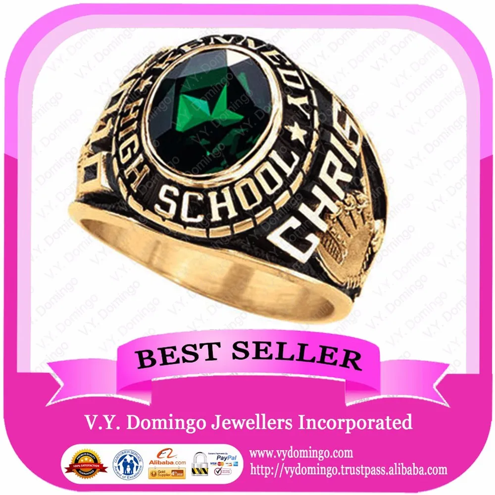24k Electroplated College Ring Custom Made Wholesale Class Ring School