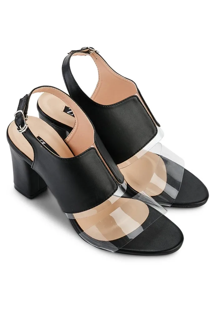 heels with plastic straps