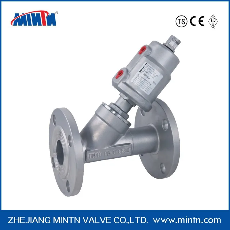 Pneumatic Dn40 Pn16 Stainless Steel 316 Flange Angle Seat Valve Flow