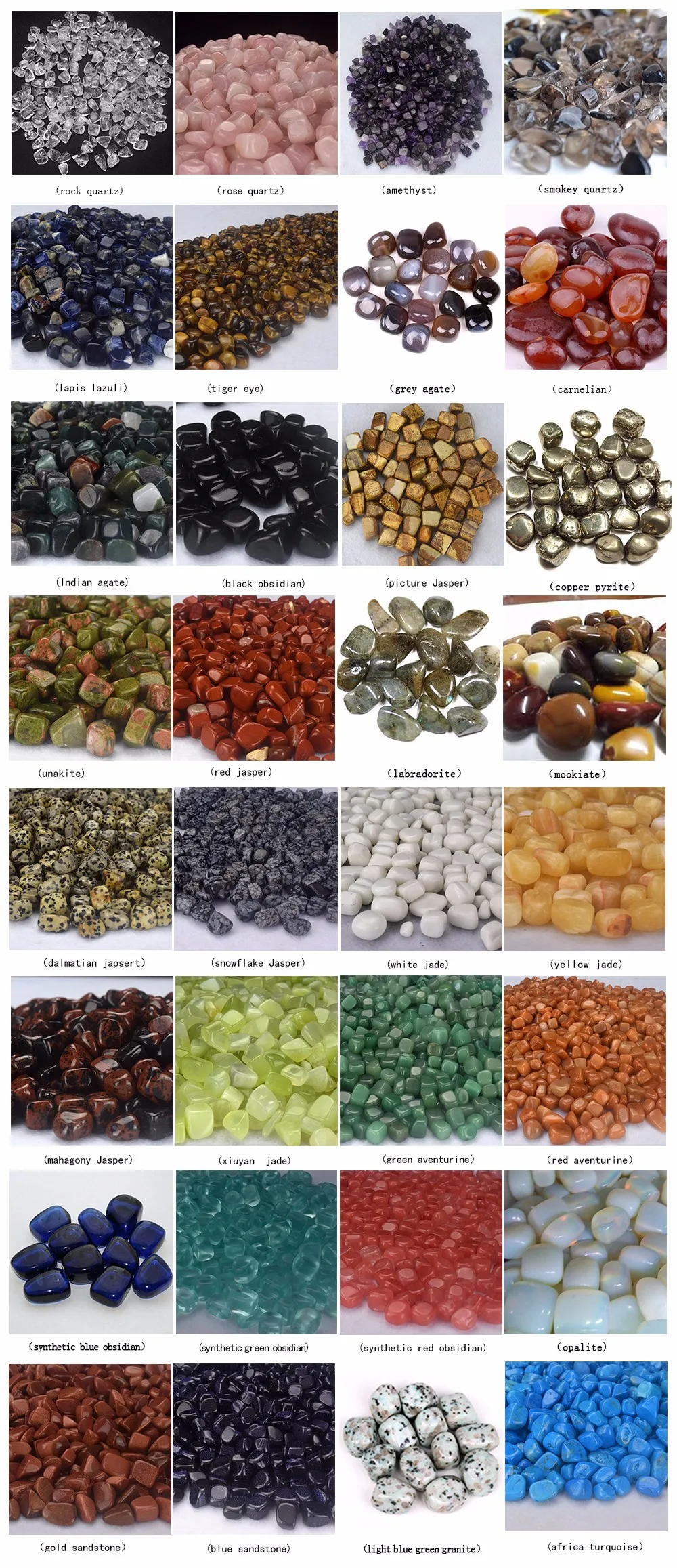 wholesale various types of natural polished gemstone tumbled stones for sell