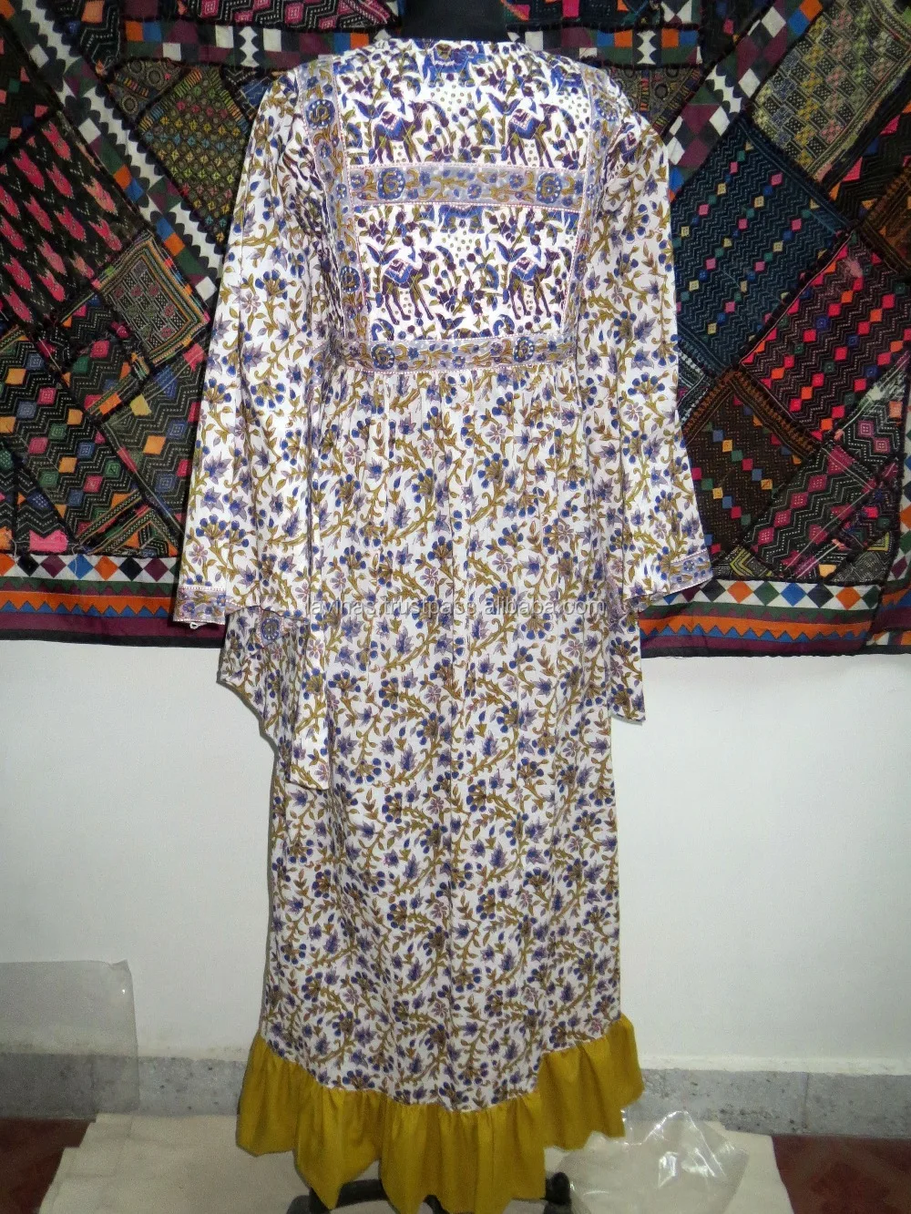 indian block bedruckter baumwolle langes kleid designer tunika frauen modische partywear floral sexy kleidGroßhandel, Hersteller, Herstellungs