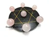 Pentagram Grid Disc with Rose Quartz Balls : Healing Pentagram Disc : Pentacle star disc