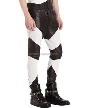 mens white leather trousers