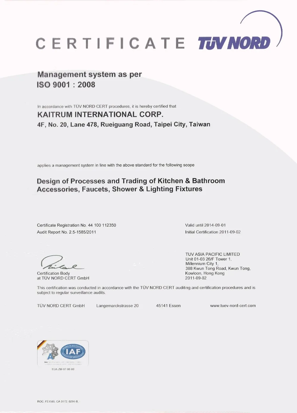 ISO9001 2008-Kaitrum(2011).jpg