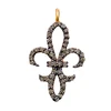 925 Sterling Silver Jewelry Pave Diamond Fleur De Lis Charm Pendant