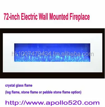 72 Inch Crystal Glass Built In Wall Mounted Electric Fireplace