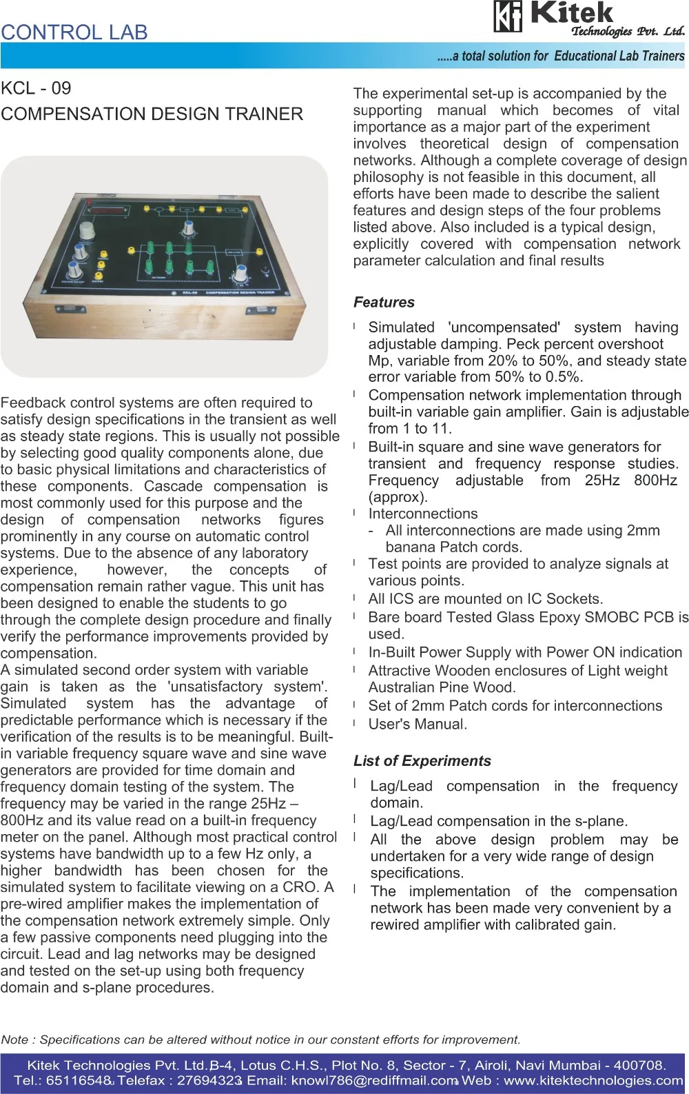 Dc Servo Motor Trainer Kit / Transducer Trainer / Control Lab Trainer