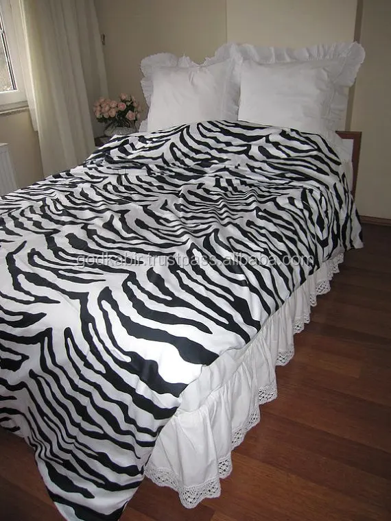 Animal Print Black White Zebra Print Full Or Queen Doona Quilt