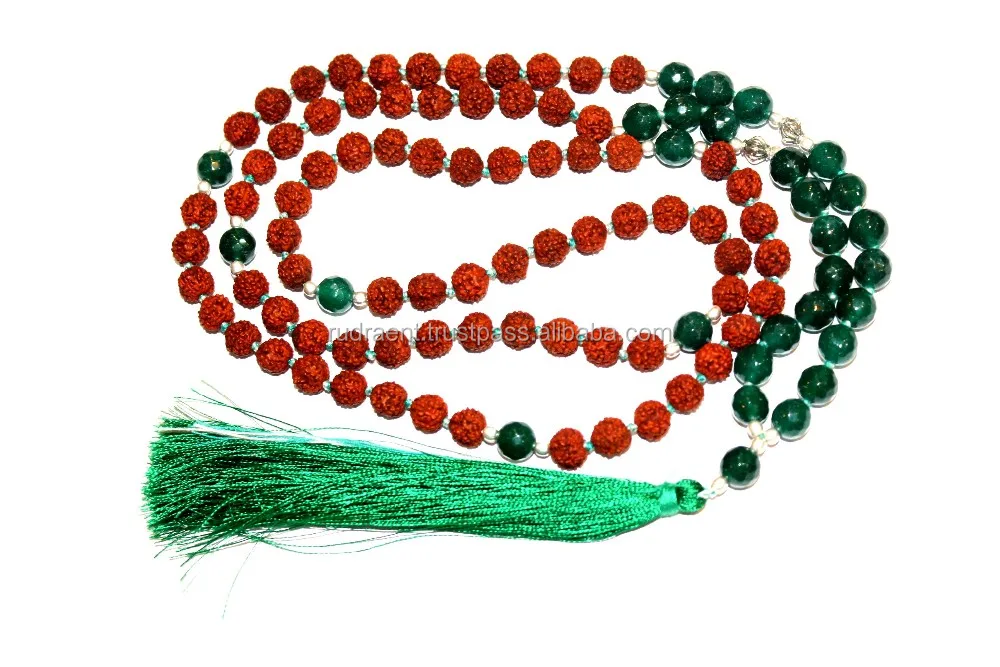 7 Chakra Rudraksha Yoga Mala, 108 Beads Japa Mala, Unisex Knotted Mala