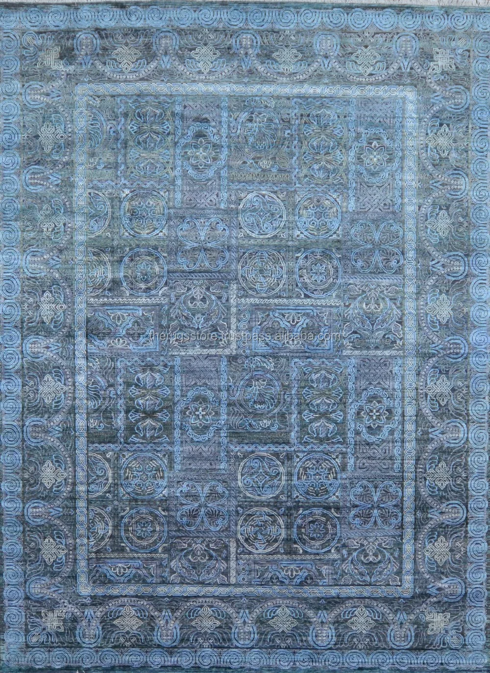 Hand Knotted Wool,Silk And Viscose Traditional Design Blue Area Rug R114 Buy Wool And Silk