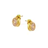 Rose Quartz Micron Gold Plated Small Stud Nice Shape And Designing Stud