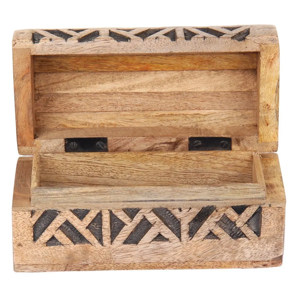 Rustic Wooden Jewelry Trinket Chest Box Multipurpose Keepsake Rustic Wooden Jewelry Trinket Chest Box Multipurpose Keepsake Organizer With Hand Carved Geometric Pattern Women S Fashion Accessories