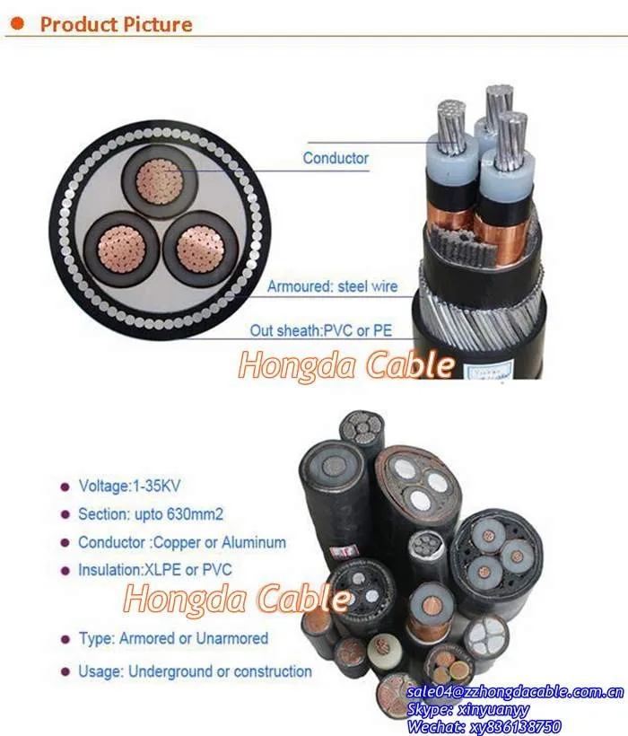 1224kV single core armored 630mm aluminium conductor XLPE cable