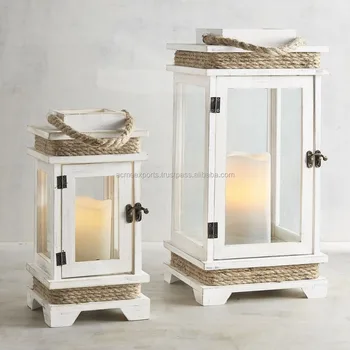 Decorative Wooden Lantern For Floor And Lobby Wood Candle